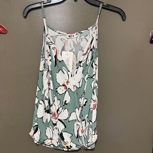 Elegant West K Brand Floral Camisole in Soft Green
